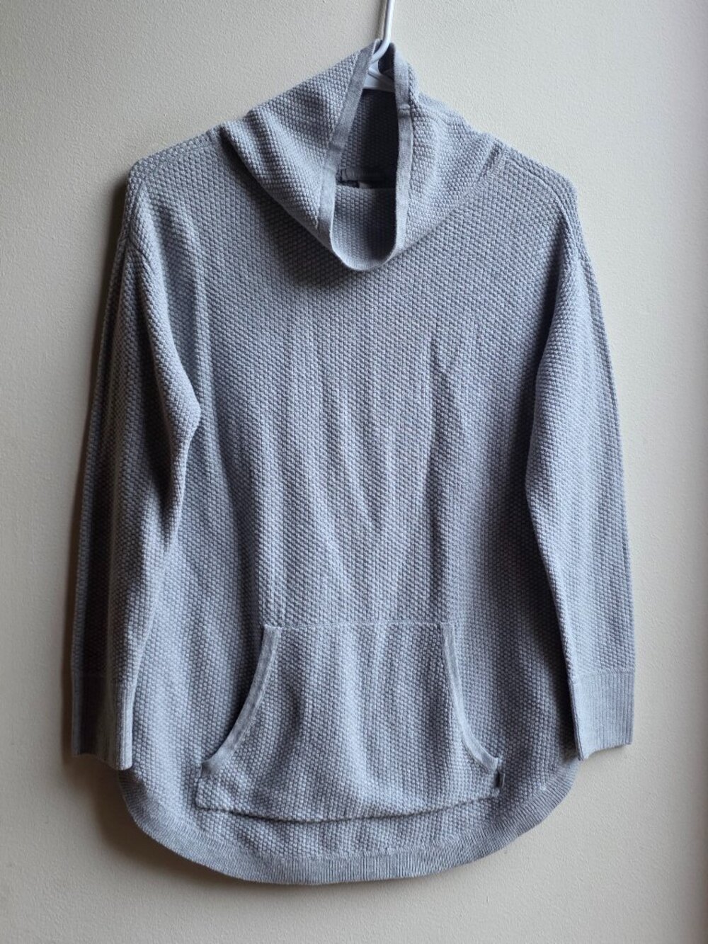 T By Talbots Gray Cowl Neck Waffle Knit Jersey Size Petite XS